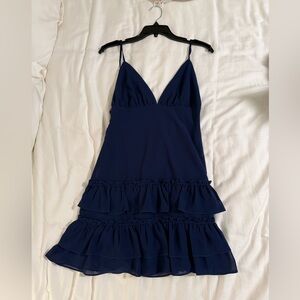Lulus Navy Blue Ruffle Dress